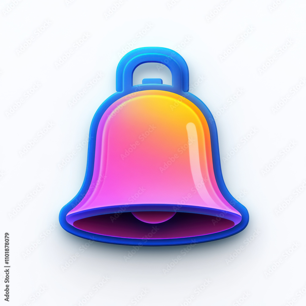 vibrant bell icon featuring gradient of pink and orange colors, outlined in blue, perfect for notifications or alerts vibrant bell icon featuring gradient of pink and orange colors, outlined in blue, perfect for notifications or alerts