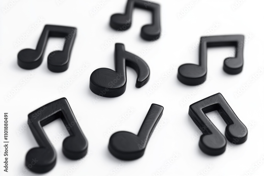 A collection of music notes on a white background, ideal for use in educational or creative projects A collection of music notes on a white background, ideal for use in educational or creative projects
