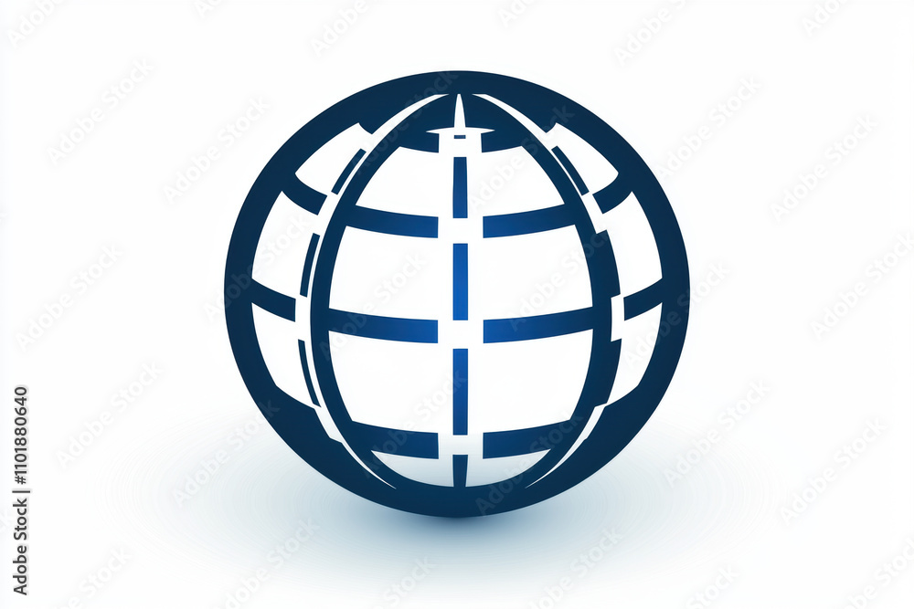 simple line drawing of globe symbol representing global connectivity and communication. design features blue and white color scheme, emphasizing modern and clean aesthetic simple line drawing of globe symbol representing global connectivity and communication. design features blue and white color scheme, emphasizing modern and clean aesthetic