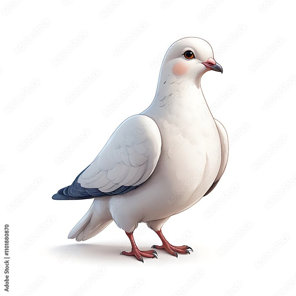 Obraz premium A cartoon dove standing on a white background.