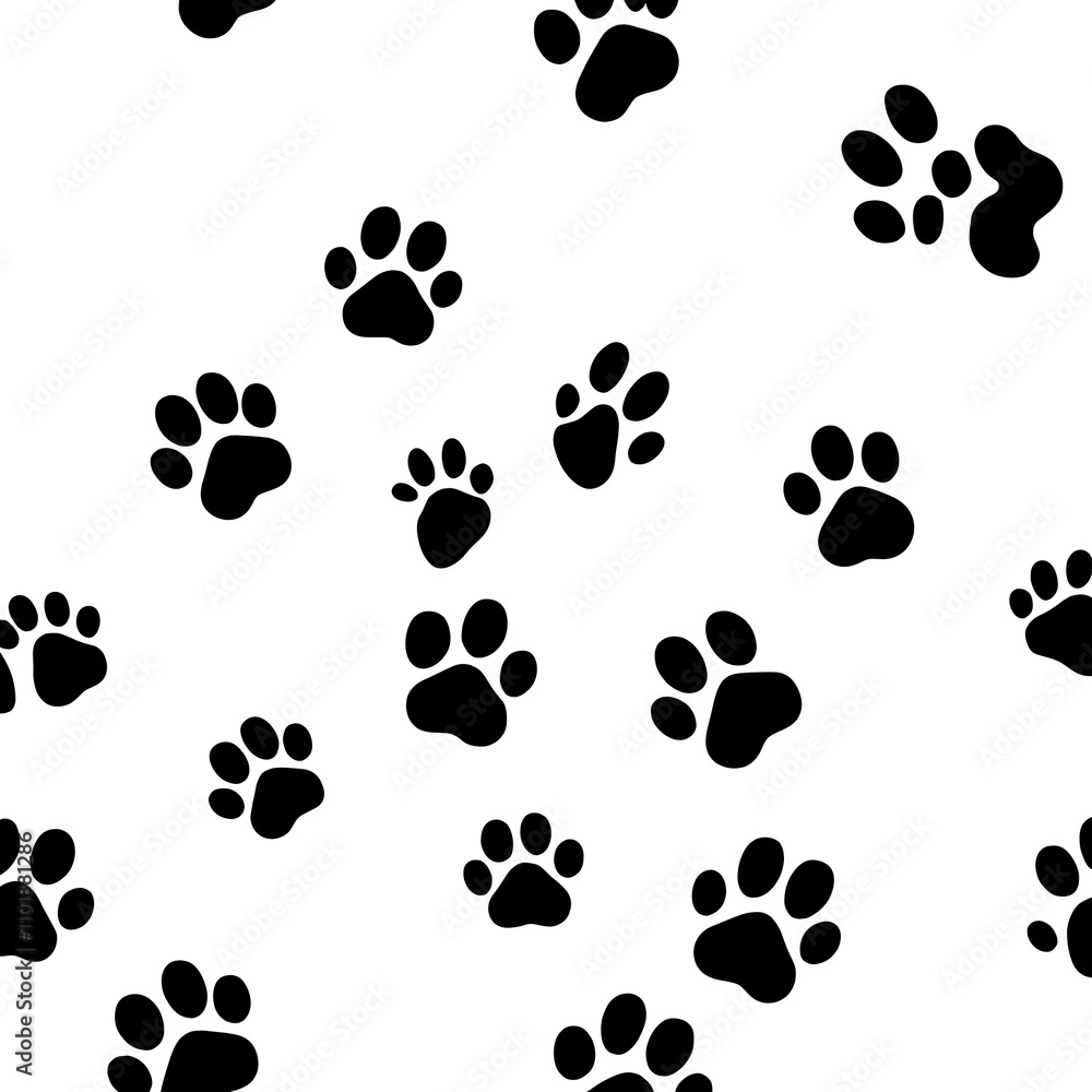 Cartoon dog paw print trail, repeated steps, on a white background.
Cartoon dog paw print trail, repeated steps, on a white background.