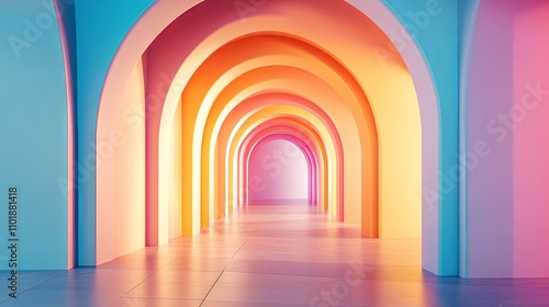 Abstract Archway with Pastel Colors and Minimalist Design