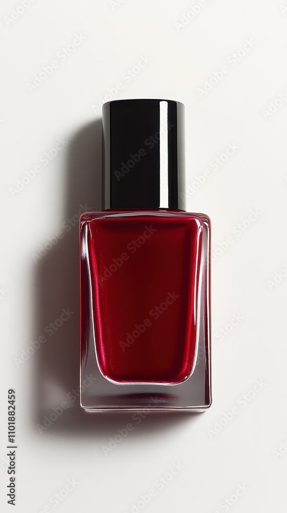 A sleek bottle of red nail polish showcasing elegance and style, perfect for beauty and cosmetic-themed projects. A sleek bottle of red nail polish showcasing elegance and style, perfect for beauty and cosmetic-themed projects.