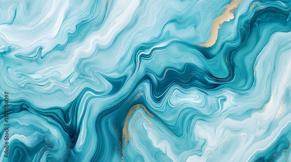 Fototapeta premium 質感, 模様, 水, 壁紙, デザイン, 文科系, 青, ペイント, 色, 流動性の, イラスト, フロー, 渦, 海, 光, 波, 3d, 金, 波, 芸術的な, なめらかな,generative ai