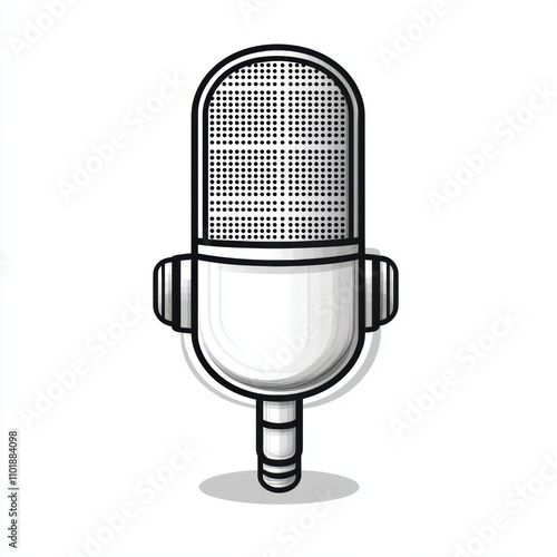Minimalistic outline of microphone with sleek design, perfect for audio projects. This illustration captures essence of sound and communication