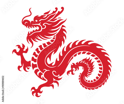 Traditional Chinese red dragon vector illustration