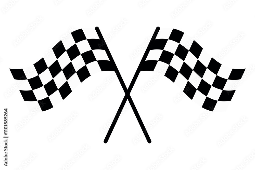 Fototapeta premium Two crossed isolated finish sport racing flags.
