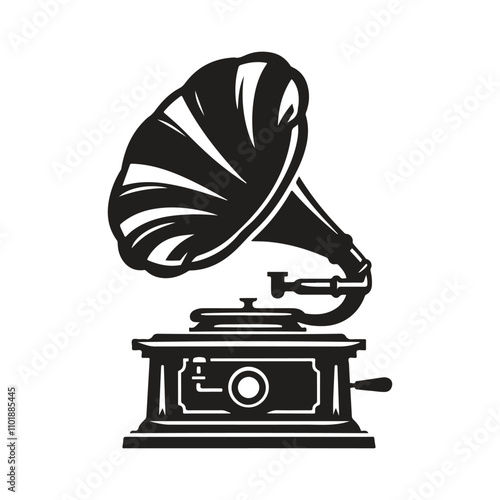 Phonograph gramophone silhouette vector illustration on white background