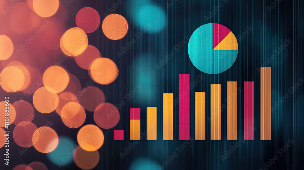A colorful graphic depicting a bar chart and pie chart against a blurred background, symbolizing data analysis and visualization. A colorful graphic depicting a bar chart and pie chart against a blurred background, symbolizing data analysis and visualization.