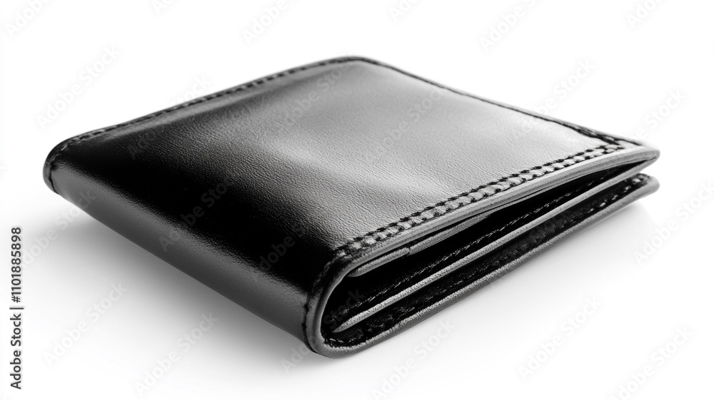 Elegant black leather wallet isolated on a white background Elegant black leather wallet isolated on a white background