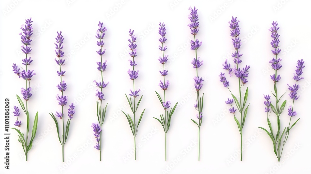 Fototapeta premium Beautiful lavender flowers on white background isolated on white background