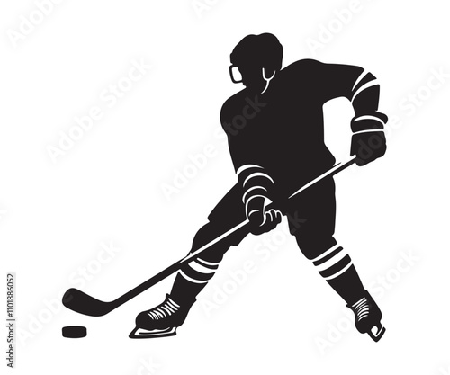 ice hockey player silhouette vector art