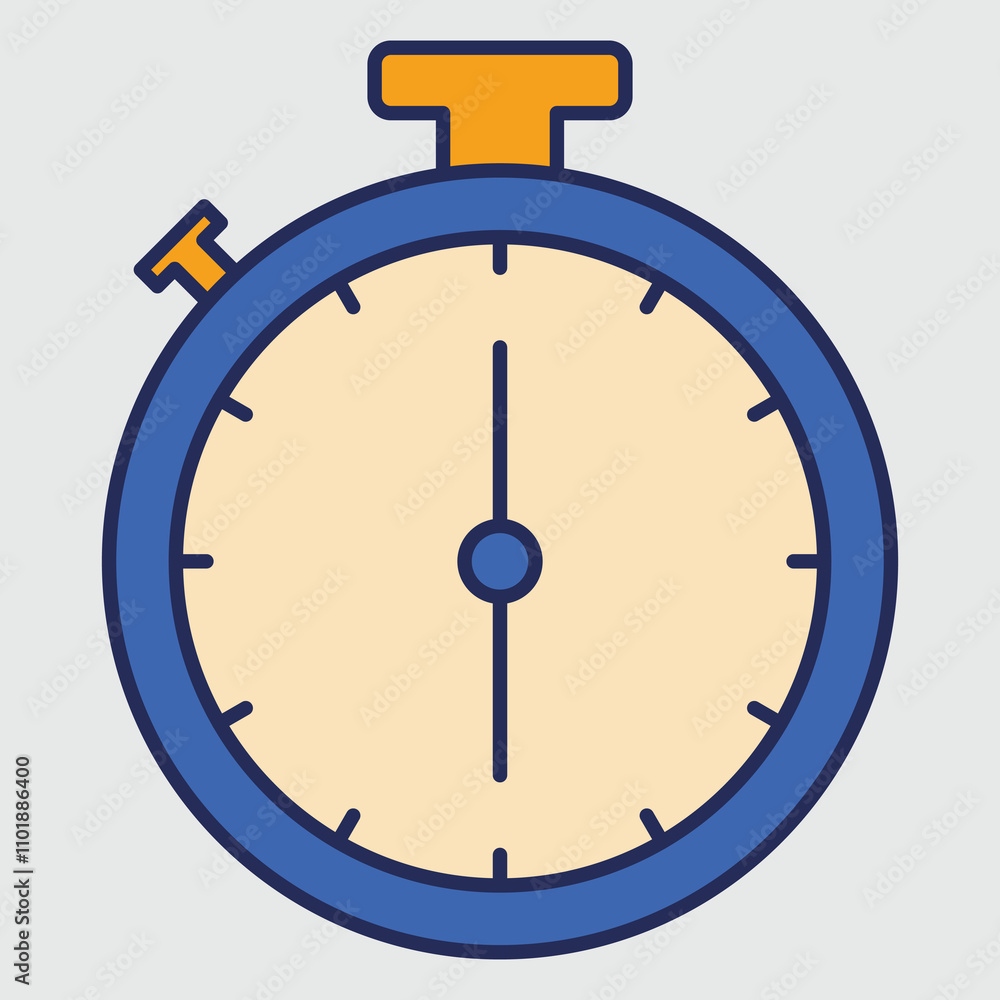 A simple illustration of a stopwatch, used for timing activities or events. A simple illustration of a stopwatch, used for timing activities or events.