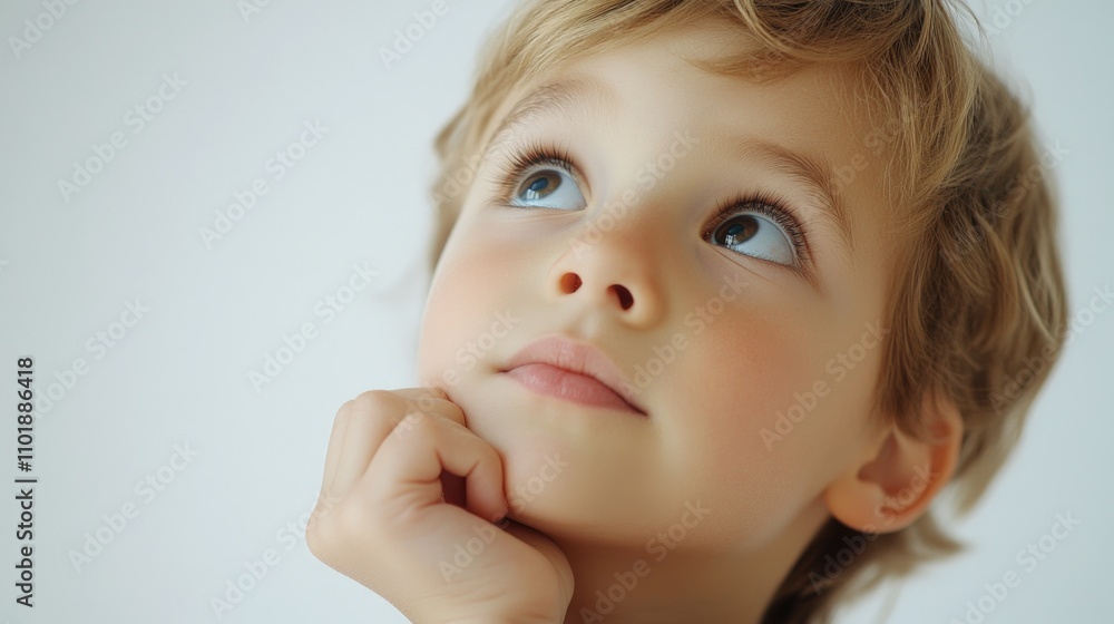 A young child pondering something thoughtful A young child pondering something thoughtful