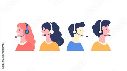 A team of customer support representative with headset