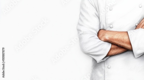 Chef with arms crossed, copy space.