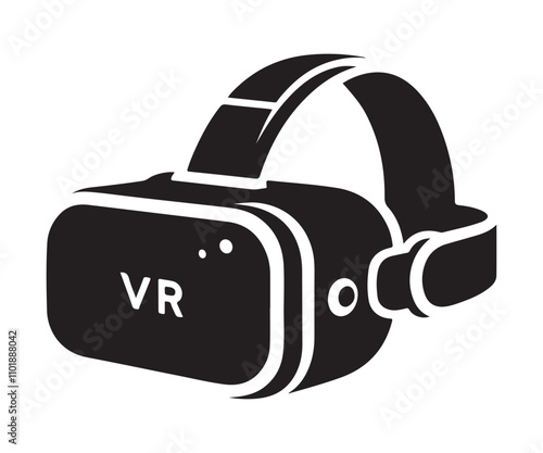 VR headset silhouette vector art illustration