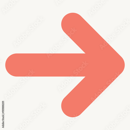A simple graphic representation of a right arrow in a soft coral color.