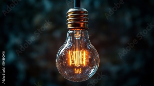 Close-up of an illuminated vintage light bulb