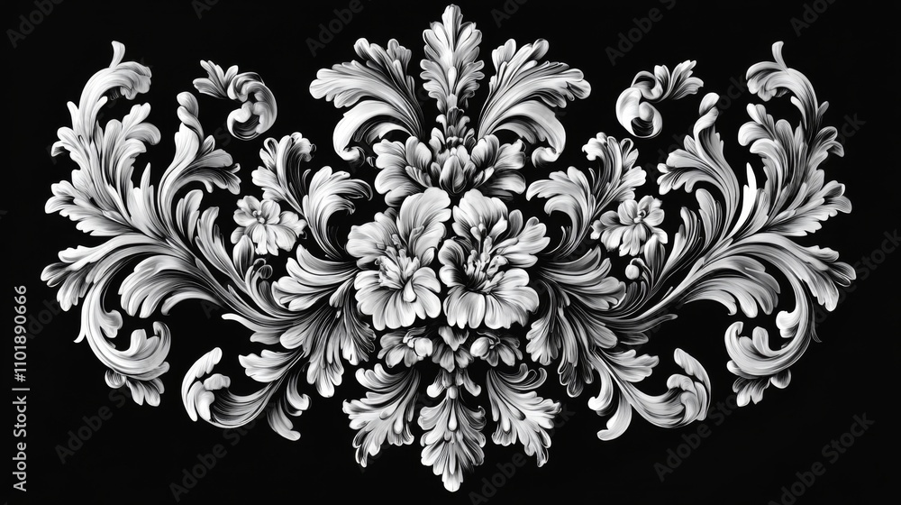 Elegant Floral Scrollwork Design - Ornamental Art Nouveau Pattern Elegant Floral Scrollwork Design - Ornamental Art Nouveau Pattern