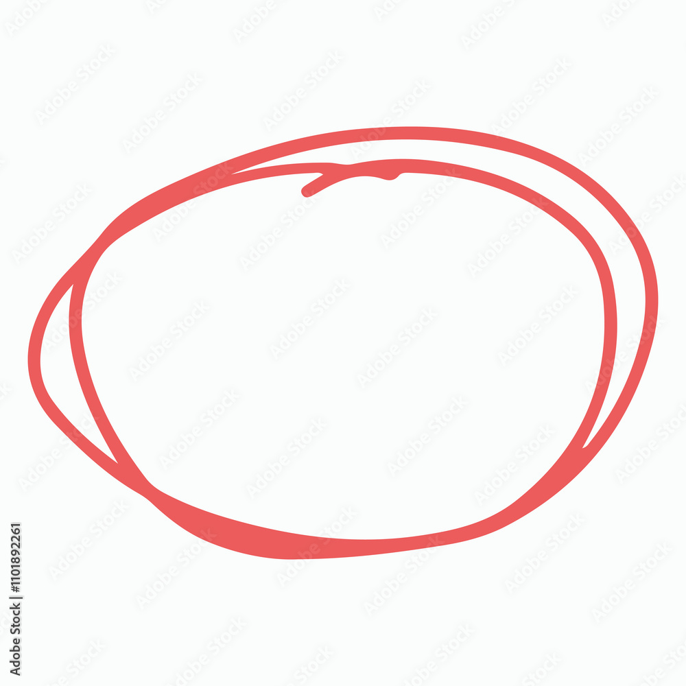 A simple, abstract drawing of a circular shape in a coral color. A simple, abstract drawing of a circular shape in a coral color.