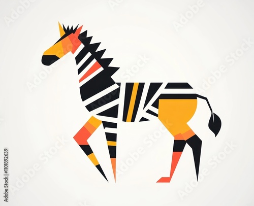 Here's a possible  and keyword list for your image.. Geometric abstract zebra illustration. photo