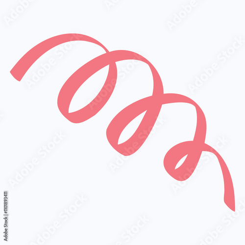 A stylized pink ribbon-like shape with curves and loops.