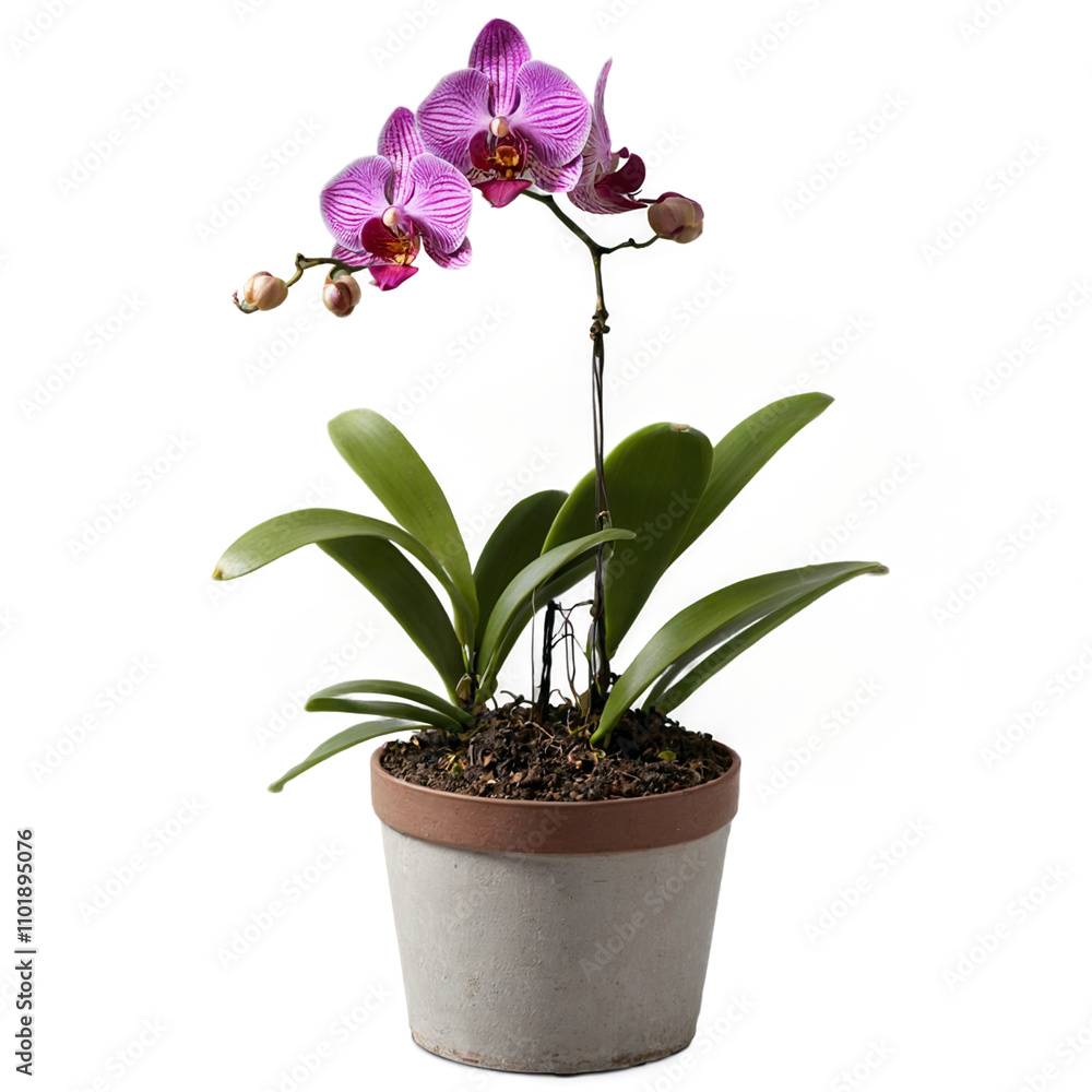 Naklejka premium orchid in a pot isolated on white 