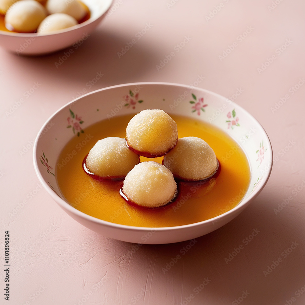 Sweet food gulab jamun served in a round ceramic bowl Sweet food gulab jamun served in a round ceramic bowl