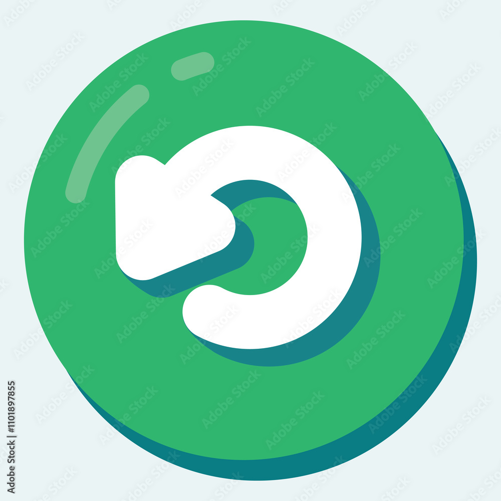 A green circular button featuring a white arrow, indicating a refresh or undo action. A green circular button featuring a white arrow, indicating a refresh or undo action.