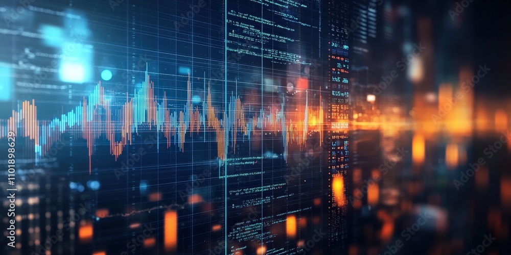 Stock Market Chart with Blue and Orange Lines for Financial Analysis Stock Market Chart with Blue and Orange Lines for Financial Analysis