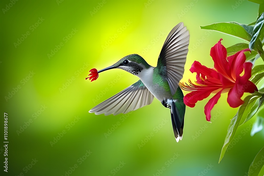 Naklejka premium hummingbird and flower