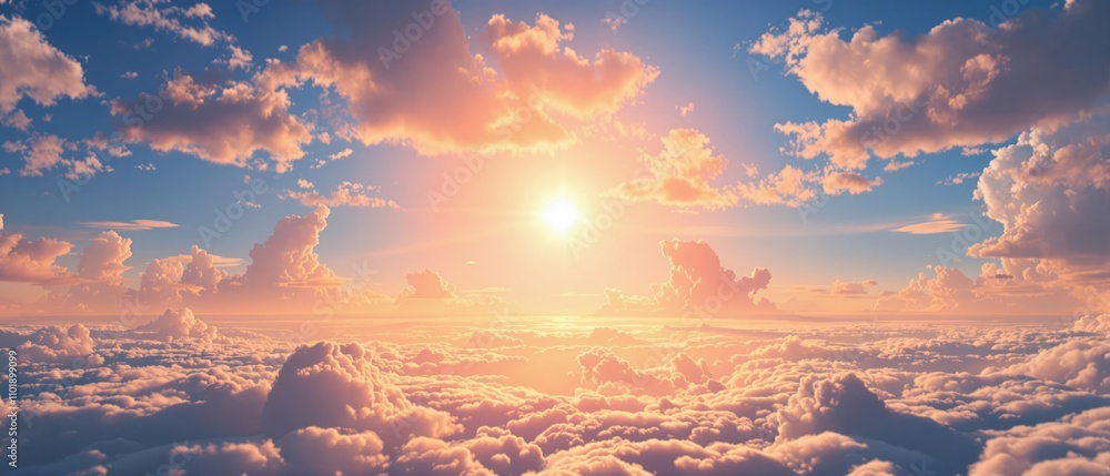 A bright sun shines against a clear blue sky with endless space, setting a serene atmosphere. , shining sun, vast space, peaceful scene, outdoor landscape, open horizon A bright sun shines against a clear blue sky with endless space, setting a serene atmosphere. , shining sun, vast space, peaceful scene, outdoor landscape, open horizon