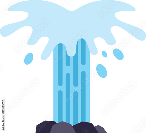 Powerful geyser erupting from the ground with water splashing in the air