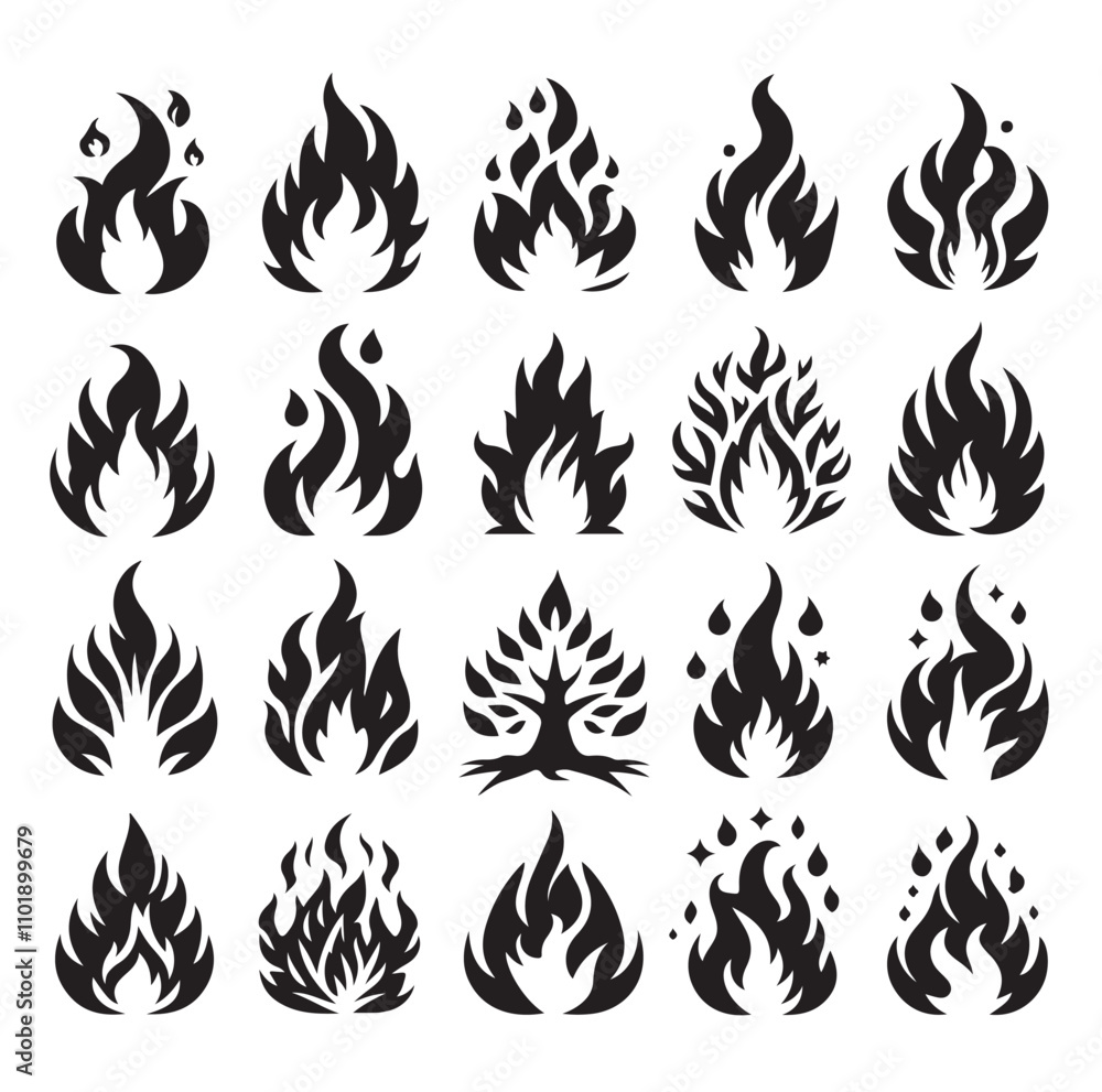 Fire flame silhouette vector illustration Fire flame silhouette vector illustration