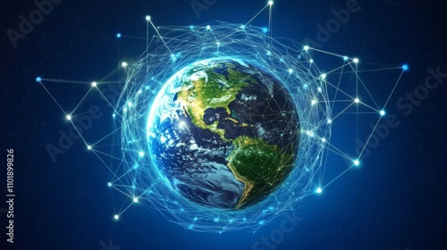 Global Network: A Futuristic Visualization of Earth's Interconnectedness