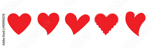 Heart icons set. Love icon. Different simple vector hearts and love. Heart, love, romance or valentine's day red heart.