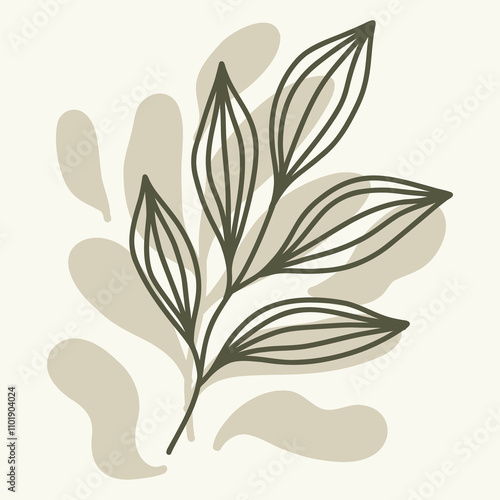 A minimalist illustration of leaves with a soft background.