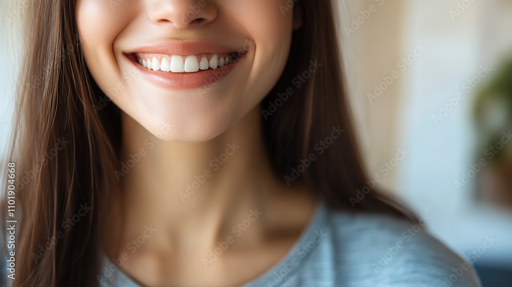 Close-up smile of a joyful woman with white teeth Close-up smile of a joyful woman with white teeth