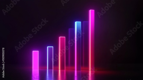 Dynamic Neon Bar Graph: Visualizing Growth and Success