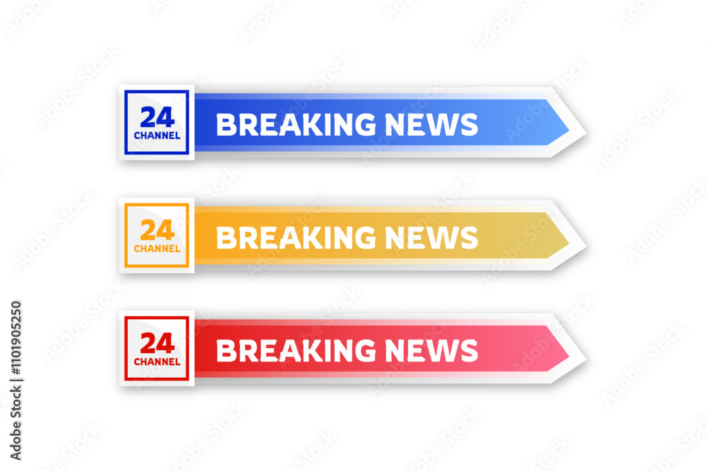 vector design of three tv banners for news program in different colors vector design of three tv banners for news program in different colors