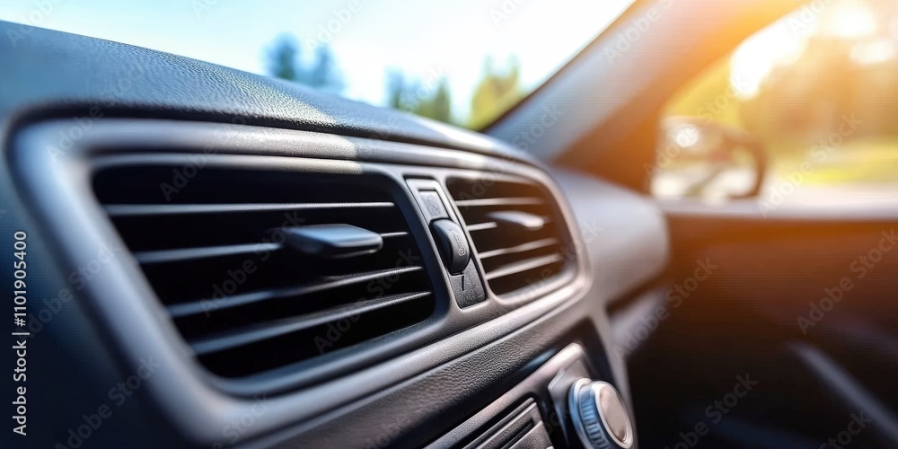 Close-Up View of Car Air Conditioner Vent with Natural Light Background Close-Up View of Car Air Conditioner Vent with Natural Light Background