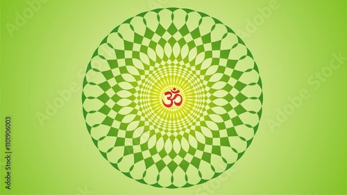 Slideshow of openwork mandalas with the sign Om, Ohm, Aum in the center. Dynamic artistic graphic background.