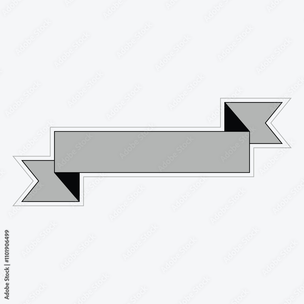 A decorative gray ribbon banner with black accents and a blank center for text. A decorative gray ribbon banner with black accents and a blank center for text.