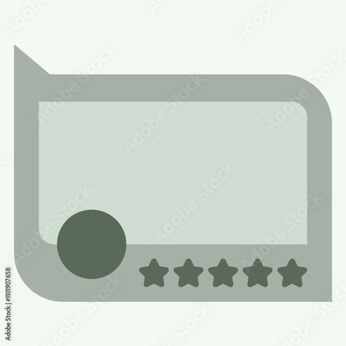 A minimalist graphic featuring a rating system and a blank message area.