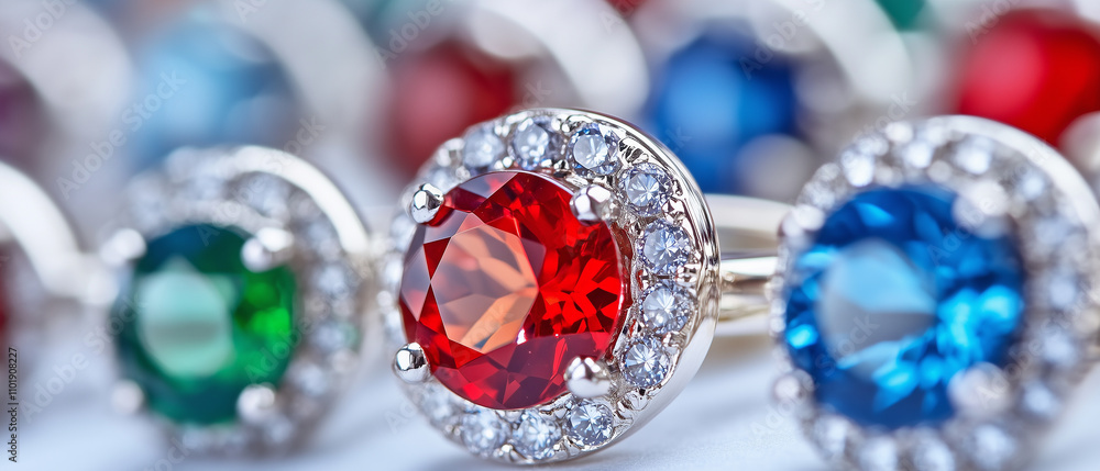 Red Gemstone Ring with Diamond Accents. Red Gemstone Ring with Diamond Accents.