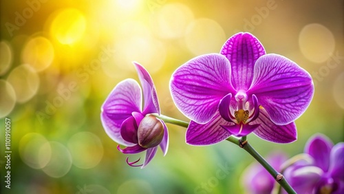 Stunning Isolated Purple Orchid on a Minimalist Background – A Captivating Display of Nature's Elegance and Beauty Perfect for Botanical and Floral Photography Enthusiasts