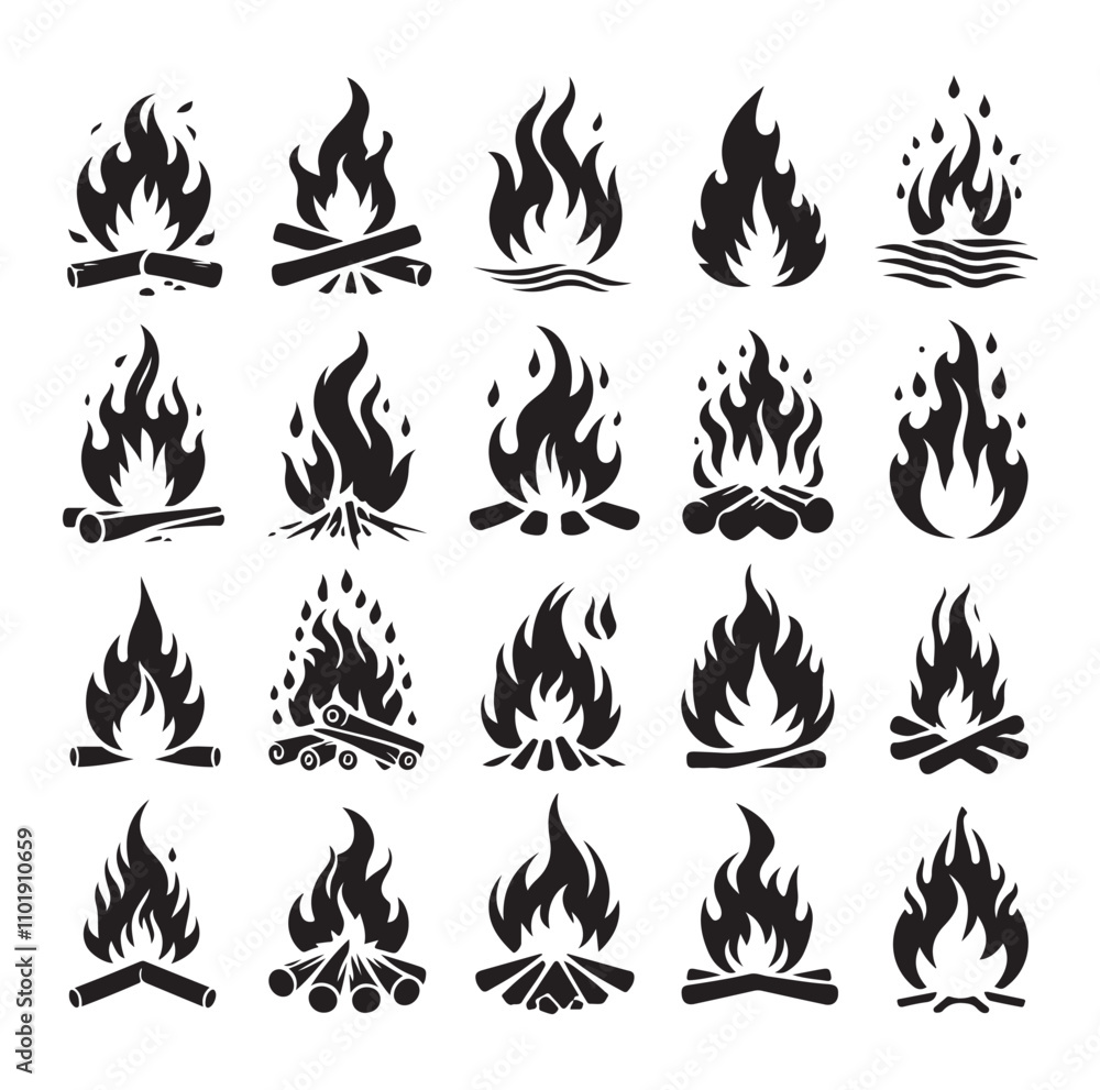 Fire flame silhouette vector illustration Fire flame silhouette vector illustration