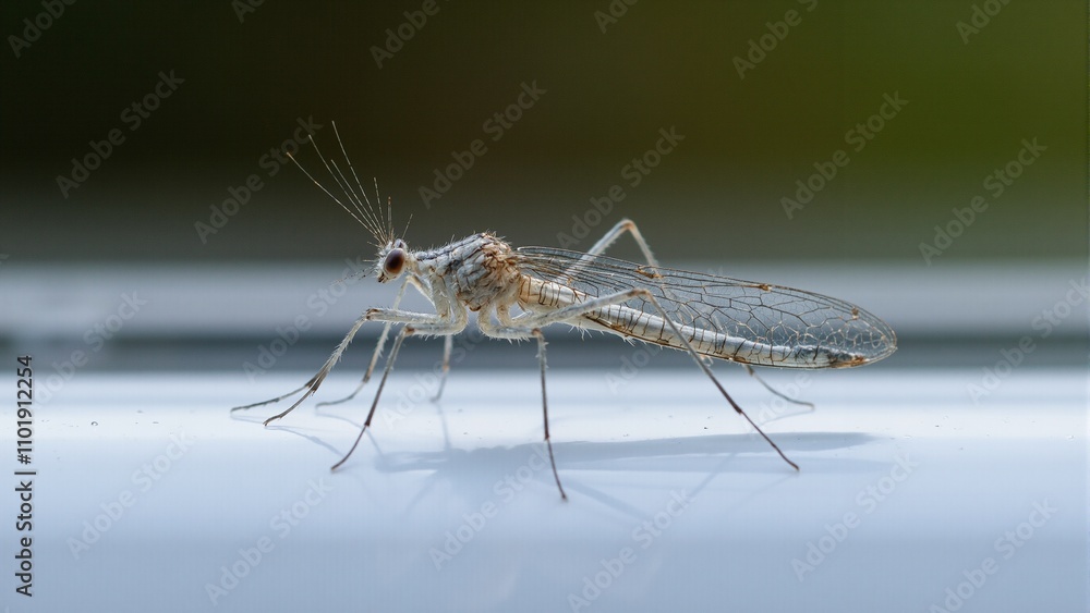 Detailed macro shot of crane fly on glass showcasing delicate features translucent wings Detailed macro shot of crane fly on glass showcasing delicate features translucent wings
