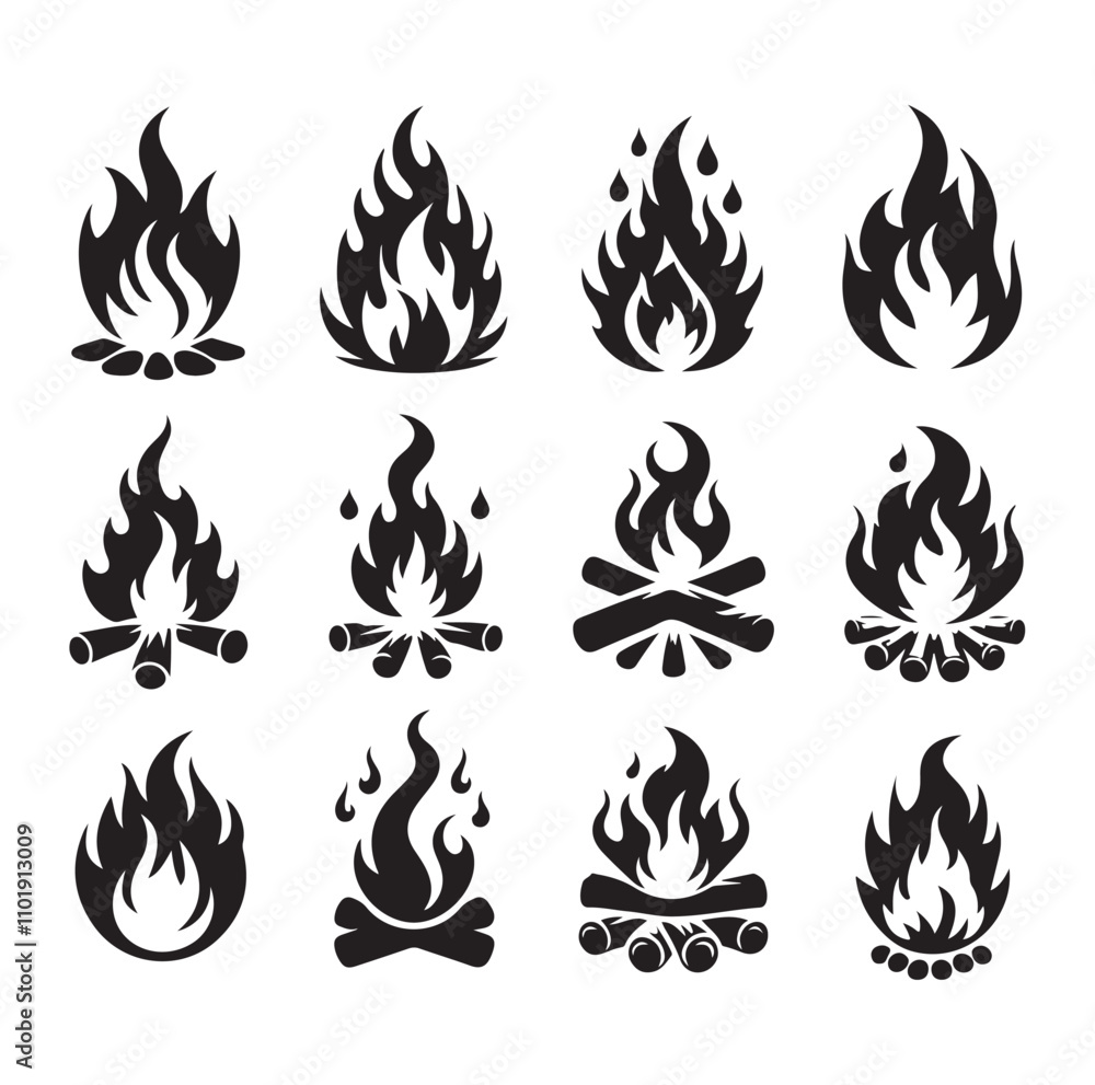 Fire flame silhouette vector illustration Fire flame silhouette vector illustration